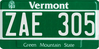 VT license plate ZAE305