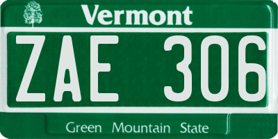VT license plate ZAE306