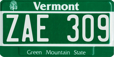 VT license plate ZAE309