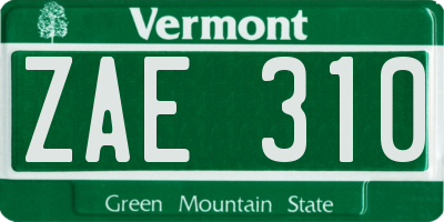 VT license plate ZAE310