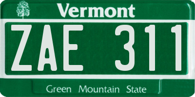 VT license plate ZAE311
