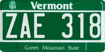 VT license plate ZAE318