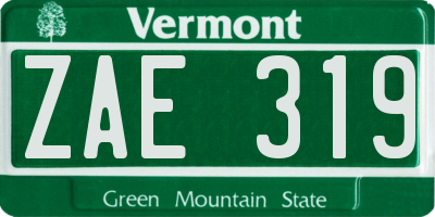 VT license plate ZAE319