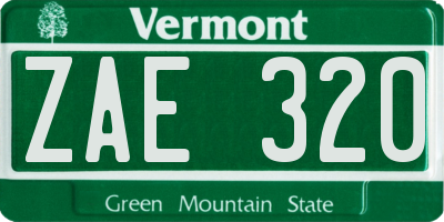 VT license plate ZAE320