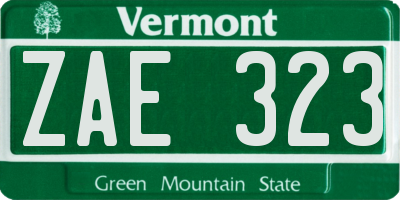 VT license plate ZAE323