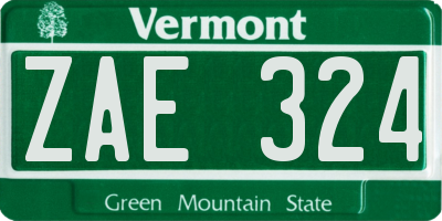 VT license plate ZAE324
