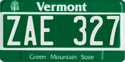 VT license plate ZAE327