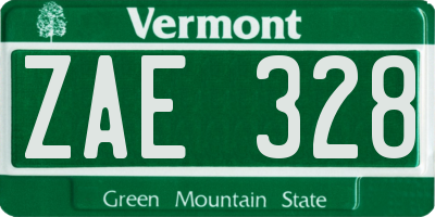 VT license plate ZAE328