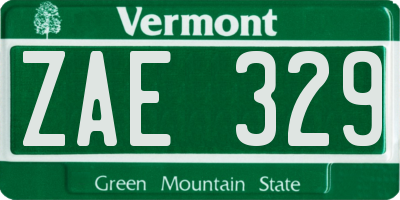 VT license plate ZAE329