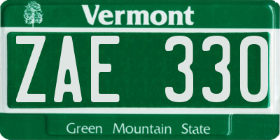VT license plate ZAE330