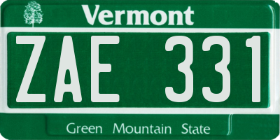 VT license plate ZAE331