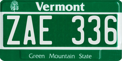 VT license plate ZAE336