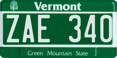 VT license plate ZAE340