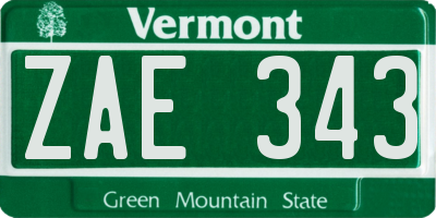 VT license plate ZAE343