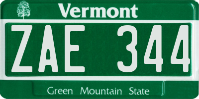 VT license plate ZAE344