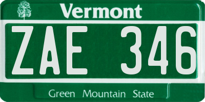VT license plate ZAE346