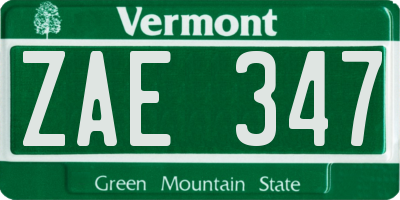 VT license plate ZAE347