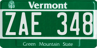 VT license plate ZAE348