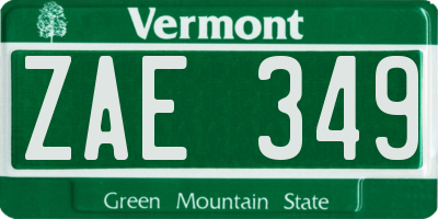 VT license plate ZAE349