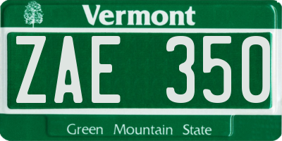 VT license plate ZAE350