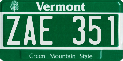 VT license plate ZAE351