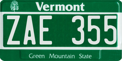 VT license plate ZAE355