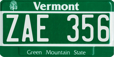 VT license plate ZAE356