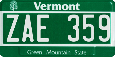 VT license plate ZAE359