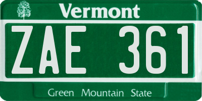 VT license plate ZAE361