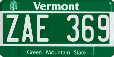 VT license plate ZAE369