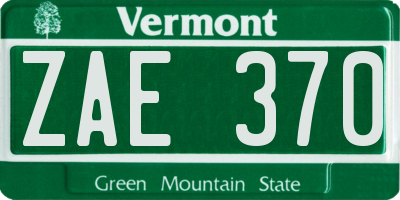 VT license plate ZAE370