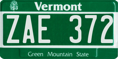 VT license plate ZAE372