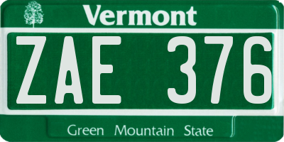 VT license plate ZAE376