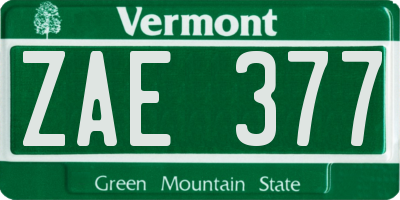 VT license plate ZAE377