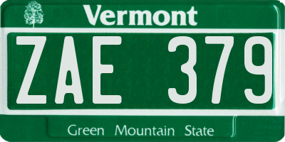 VT license plate ZAE379