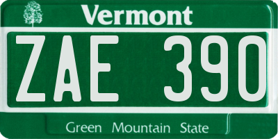 VT license plate ZAE390