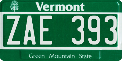 VT license plate ZAE393