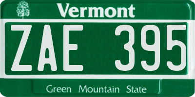 VT license plate ZAE395