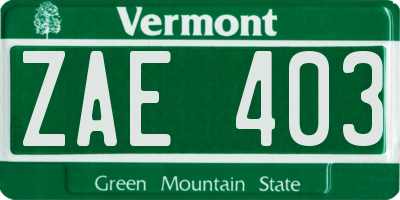 VT license plate ZAE403