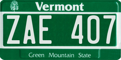 VT license plate ZAE407