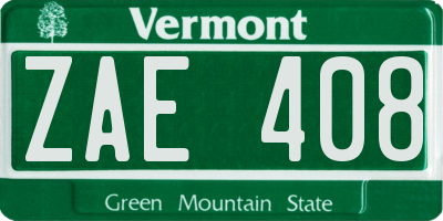 VT license plate ZAE408