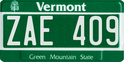 VT license plate ZAE409