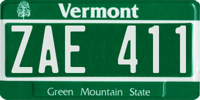VT license plate ZAE411