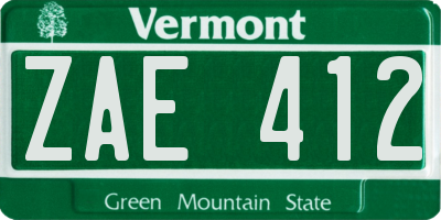 VT license plate ZAE412