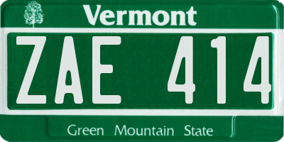 VT license plate ZAE414