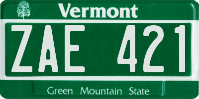 VT license plate ZAE421