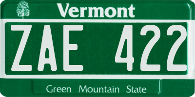 VT license plate ZAE422