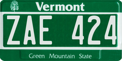 VT license plate ZAE424