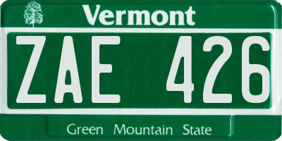 VT license plate ZAE426