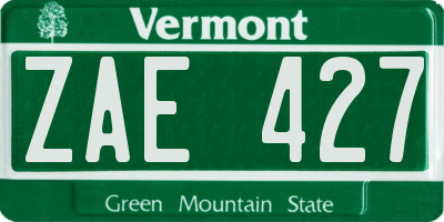 VT license plate ZAE427